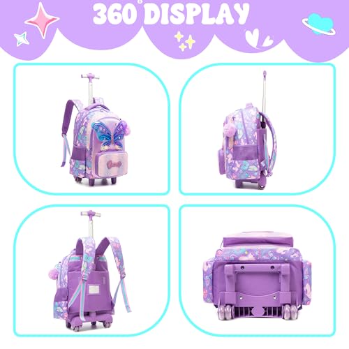 Meetbelify Girls Rolling Backpack