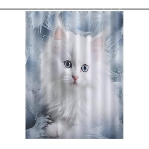 Rideau de douche chat lavable en machine avec tissu déperlant durable - 7