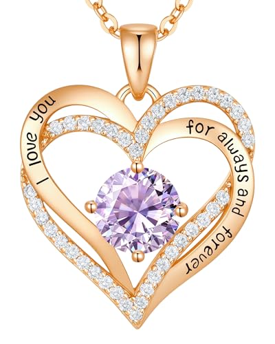 Image of CDE S925 Birthstone Heart Pendant Necklaces Jewelry Gifts for Wife