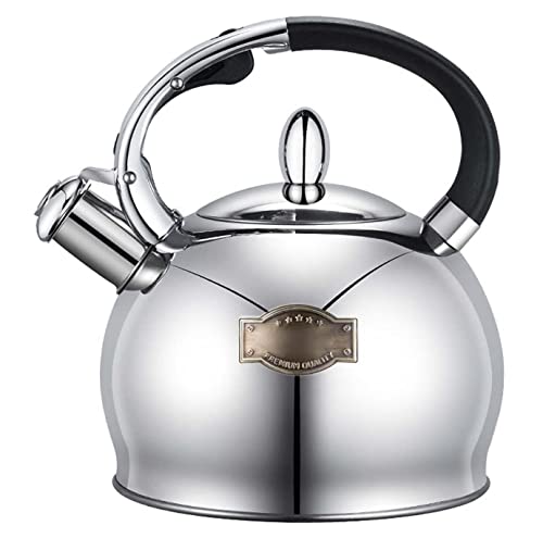 BOGAZY Tetera para Estufa Hervidor con Silbato de 3L, Tetera Acero Inoxidable, Mango portátil para Estufa Gas inducción, Superior Hervidor(Blue,Silver)