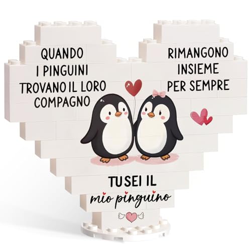 JIAWWAN Regalo Pinguino per Coppie, Regalo San Valentino Pinguino Targa