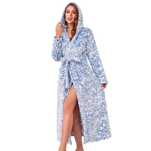 Image of RONGTAI Women's Plush Hooded Robe Bathrobe-Fast Warmth for Home