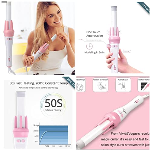 Image of Curling Iron Wand, Professional Fast Heating Hair Curler, Ceramic Curling Iron, 360 Automatic Rotating Hair Curler, Electric Hair Curler, Curling Iron, Cool Ripples