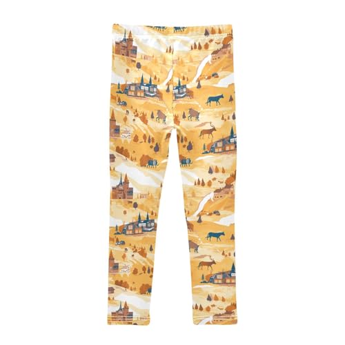 Wild West Western Scotland Kids Girl's Leggings Stretch Full Length Lounge Pants Gym2