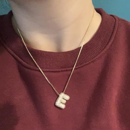 14k Gold Plated Bubble Balloon Necklace Letter A, Trendy Tiny Cute Personalized Monogram Name Jewelry Pendant Choker, Exquisite Accessories Suitable for Womans4