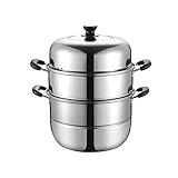 Xiaodou Housewares Dampfgarer Haushalt Edelstahl-Dampfer mit Glasdeckel Multi Lebensmittel Kochtopf Kochtopf DREI-Schicht
