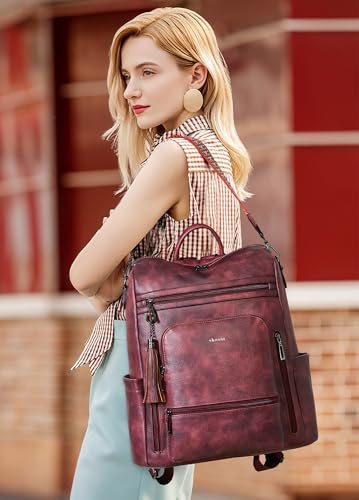 Image of Shrrie Vegan Leather Laptop Backpack for Women 15.6 inch Work Backpack Fashion Travel Backpack Purse for Business College