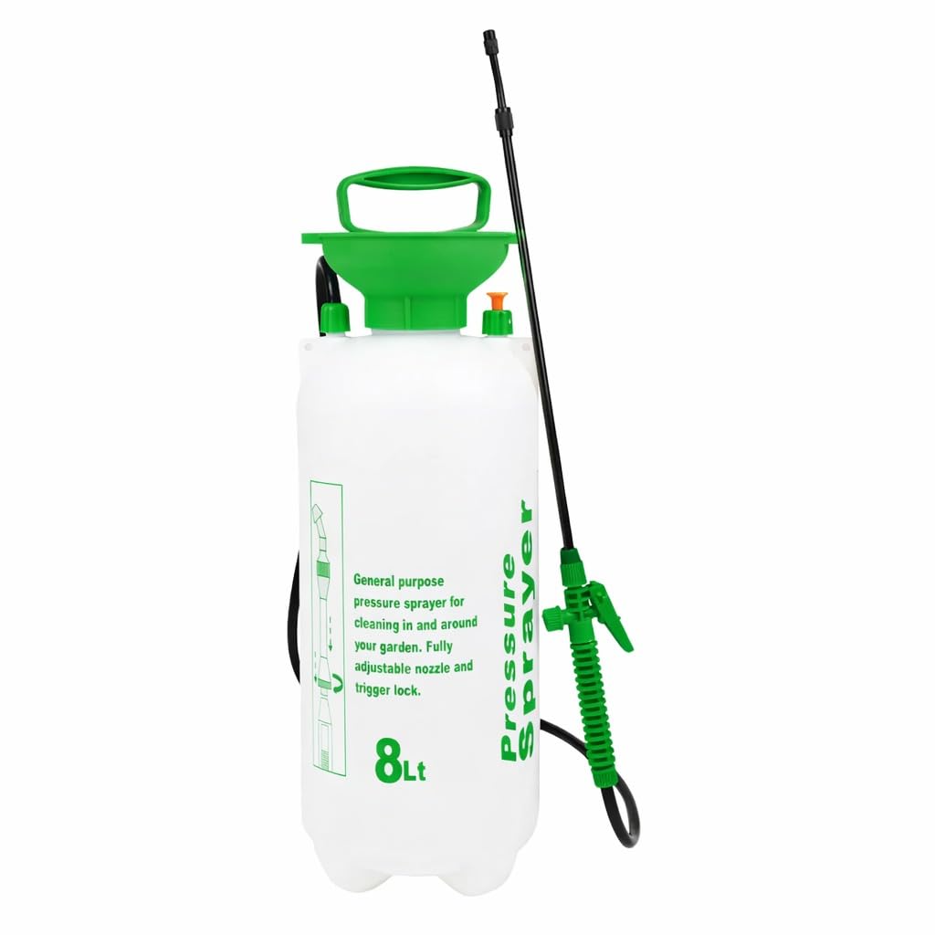 5L/8L Garden Pressure Sprayer Bottle – Hand Pump Action Water Sprayer with Adjustable Nozzle for Weed Control, Cleaning & Plant Watering – High Pressure Portable Spray Bottle (8 Litre)