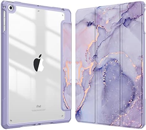 FINTIE Hybrid Case Compatible with iPad 6th Generation (2018) / iPad 5th Generation (2017) / iPad Air 2 / iPad Air 1-9.7 inch Shockproof Hard Shell Clear Cover w/Pencil Holder, Lilac Marble