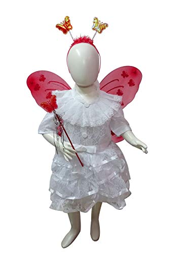 BookMyCostume Fairy Angel with Red Wings Girls Kids Fancy Dress Costume 3-4 years