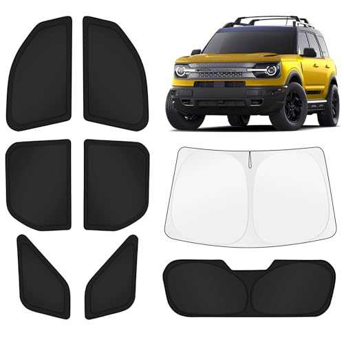 Image of KUST Car Window Shades for Ford Bronco Sport 2021-2025 2026 Windshield Sun Shade Side Window Cover UV Block Privacy Protection Accessories for Camping Blackout Rear Back Full Set 8PCS