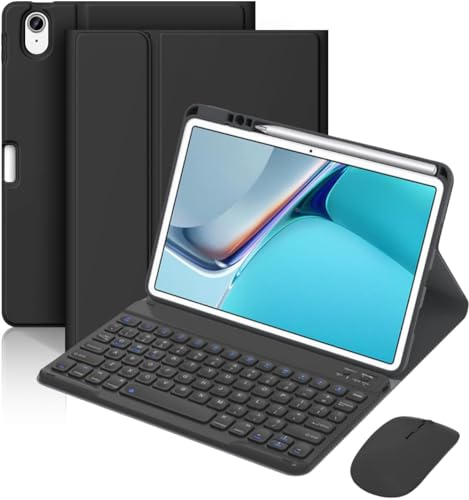 iPad 第10世代キーボード ケース 2022 10.9インチiPad 10世代 キーボード付きカバー ワイヤレス マウス付き 超薄 軽量 分離式 マグネットbluetoothキーボードカバー 球状くぼみ iPad10カバー Apple Pencil 収納可能,ブラック, FX098P