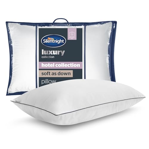 Silentnight Hotel Collection Soft as Down Pillow - Luxurious Sink-In Feeling Of Down Soft Touch Quality Breathable Hypoallergenic Medium Support - Synthetic Down Alternative - Pack of 1