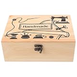 Lurrose Holz Nadelbox mit Deckel Kompakte Nähkasten Aufbewahrungsbox für Nähnadeln und Zubehör Tragbarer Nadelbehälter für Nähen und Basteln