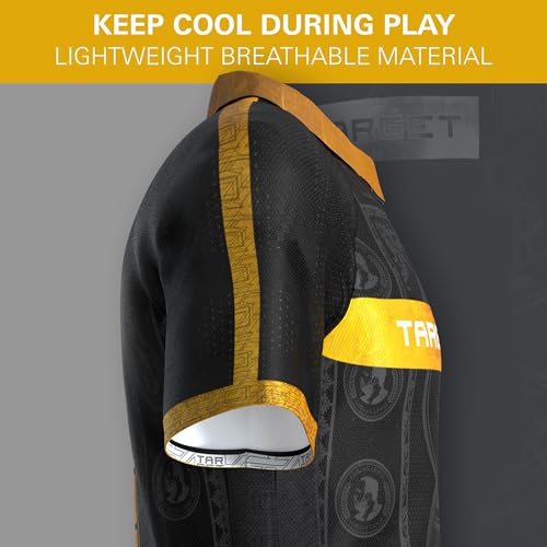 Target Darts Adrian Lewis Dart-Shirt 2026 | Dart-Shirt für Herren, Erwachsene kühl kragenlos Dart-Oberteil, Dartscheiben Herren-Oberteil, „The Jackpot“ Player-Edition-T-Shirt – M