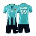 Produktbild Personifizieren Fussball Trikot Kinder Erwachsene Hemd & Kurze Set mit Nummer Name Team Logo Fußball Trikot (Hellblau)