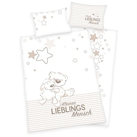 3 Piece Baby Bedding Set/Reverse Design Flannel 100 x 135 cm + 40 x 60 cm: Kleiner Favorite Man + 1 Fitted Sheet 70 x 140 cm Cover