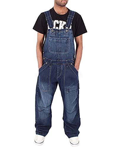 Herren-Jeans Strapshose mit mehreren Taschen, lockere Denim-Hose, Overall,...
