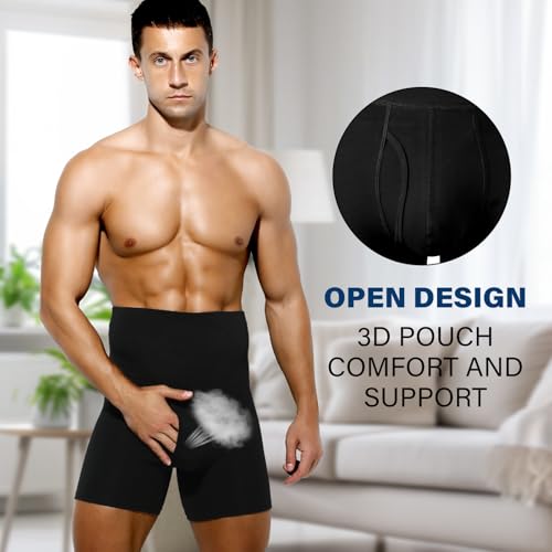 Arjen Kroos Men's Slimming Boxers High Waisted Compression Shapewear Underwear Tummy Control Boxer Briefs with Open Fly4