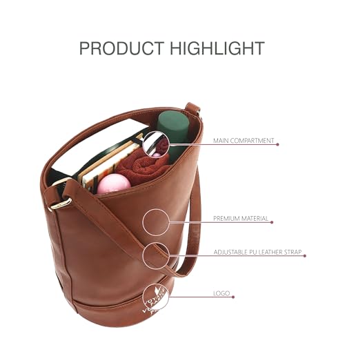 Image of Camelia Bucket Bag | Women Vegan Leather Shoulder bag | Adjustable Sling Strap | Larger Capacity Tall Bag | | Ideal For Shopping Office & Travel