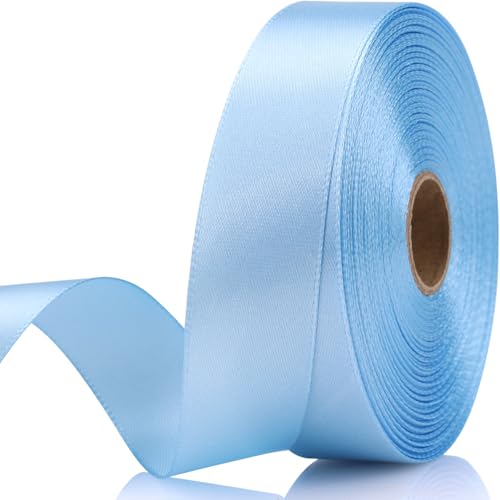 NISDOCF 7/8 Inch 30 Yards Sky Blue Satin Craft Ribbon-Single Face Polyester Ribbon for Handmade Roses Gift Wrapping Timeless Flower Bouquets Wedding and Party Decoration