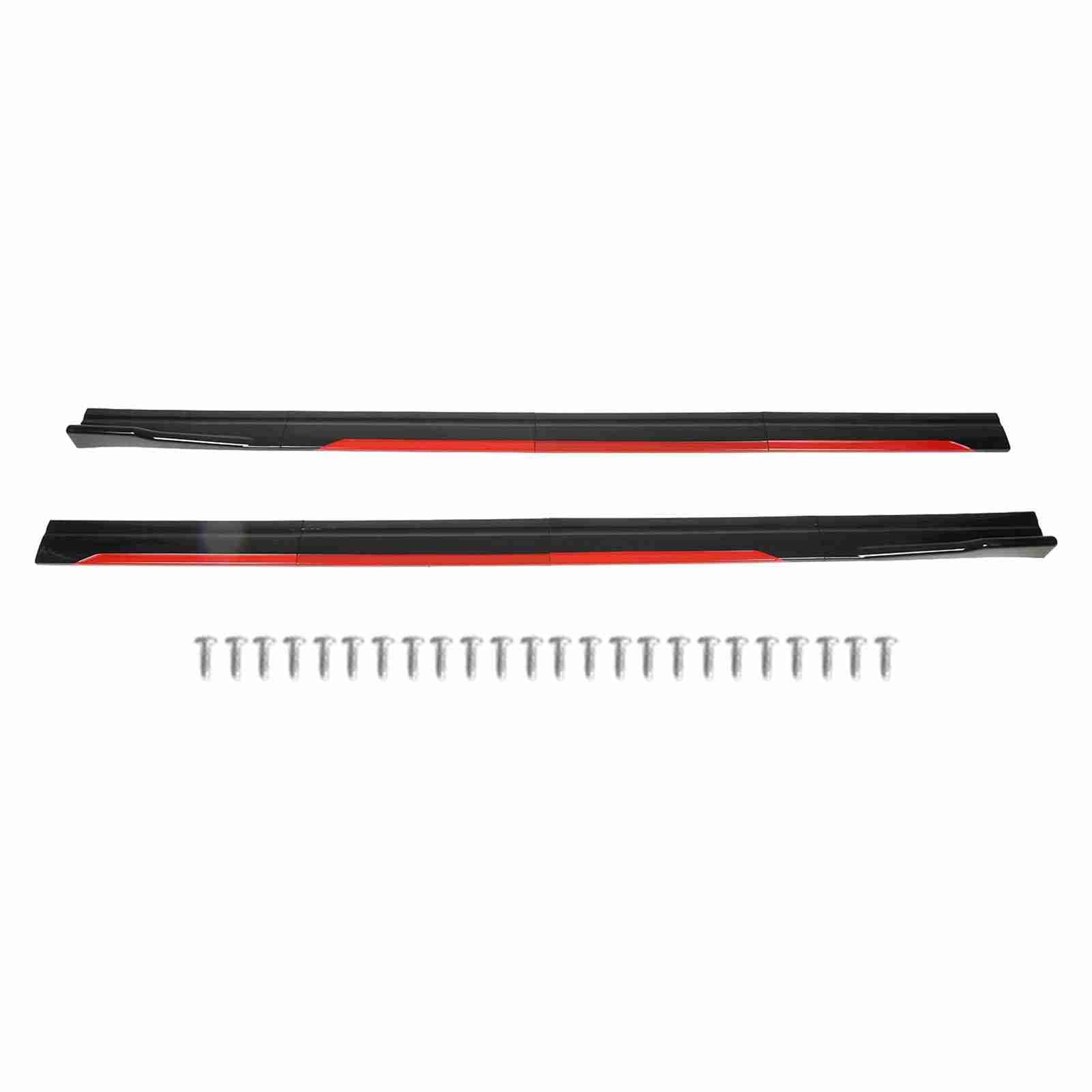 Faldón Lateral con Diseño de Carrocería de Coche con Ala Difusora de Divisores, Borde Rojo Negro Brillante, Ajuste Universal para. y