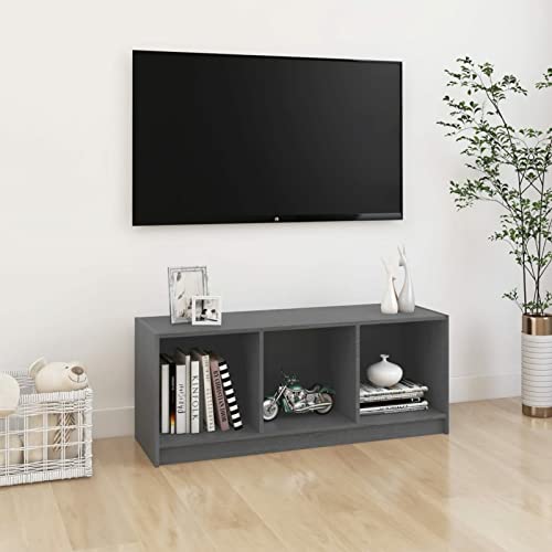 Mogou Mobile TV, Tavolo TV, Mobile TV, Mobili da soggiorno, Mobile TV, Tavolo da TV, Tavolo da soggiorno, Legno massello di pino grigio 104x33x41 cm