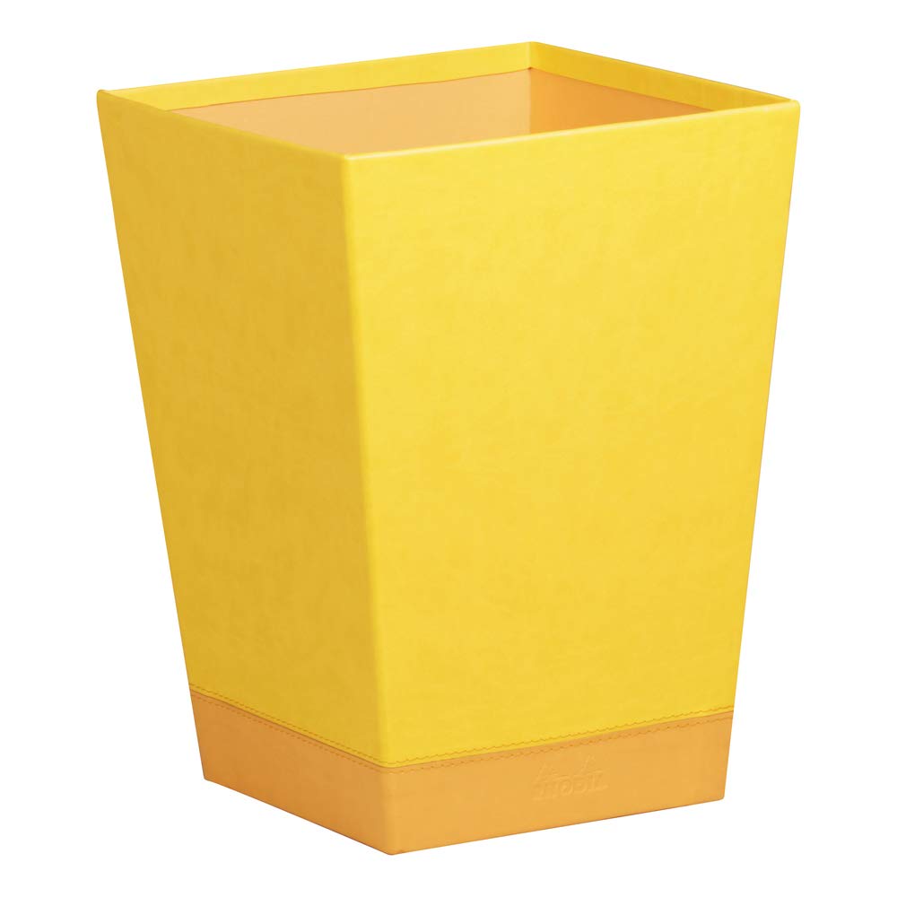 RHODIA 318926C - Jonquille Waste Paper Bin - 24x24x32 cm - Orange Saddle Stitching - Faux Leather Exterior - Rhodiarama Home Office Collection - Office Organization & Designer Storage