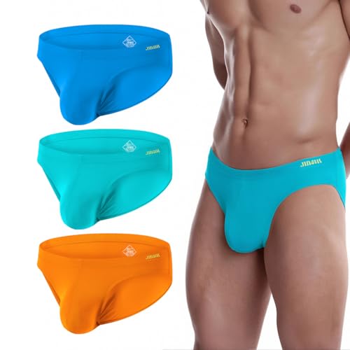 JINSHI Men's Bamboo Viscose Underwear Briefs Mens Sexy Low Rise Ball Pouch Underwears Full Coverd Tagless Brief