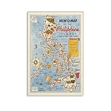 Philippines Map Print,Art History,1945 Philippines Map Wall Art,Framed Wall Art,Canvas Art,Poster Canvas Poster Wall Art Decor Print Picture Paintings for Living Room Bedroom Art Decoration 08x12inch