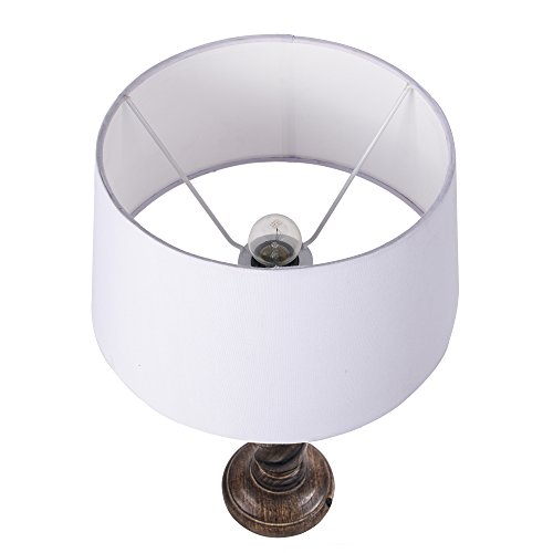 Image of Homesake Classic Twister Wooden Table Lamp with Fabric Shade | Handcrafted Bedside Lamp with E27 Holder| Bulb Included |Warm Light Night Lamp for Bedroom, Living Room, Study & Home Decor, White