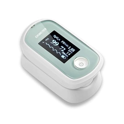 pulse Oximeter with Respiration, Fingertip Blood oxygen saturation with Pulse rate Monitor, Finger Pulse Ox SpO2 PR PI, Portable for Home & Sports