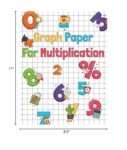 Graph paper for Multiplication: Large Math Grid Paper With 1/2 Inch Squares For Kids | 120 Quad Ruled Graph Sheets