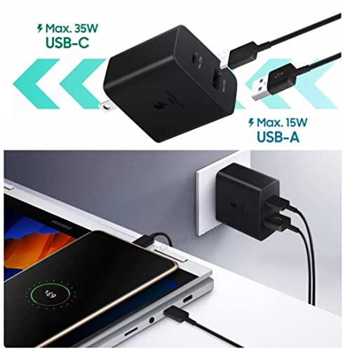 Image of Original Original Fast Charging 35 Watt Dual Port Adapter Compatible with Samsung Galaxy S23 Ultra,S23 Plus,S22 Ultra,S22 Plus,S21 Ultra,Z Fold (SAM 35W Dual Port Adaptor)