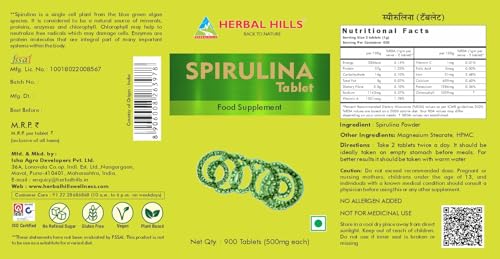 Image of Herbal Hills Spirulina Tablets (900 Count Pack of 4)