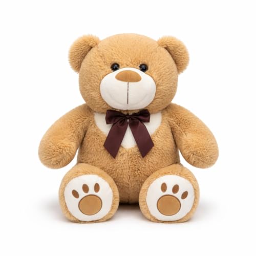Image of 55 CM Brown Beige Teddy Bear Plush Toy | Super Soft Stuffed Animal for Kids | Cute Bow Tie Design | Huggable Soft Toy for Boys & Girls for Birthdays & Special Occasions