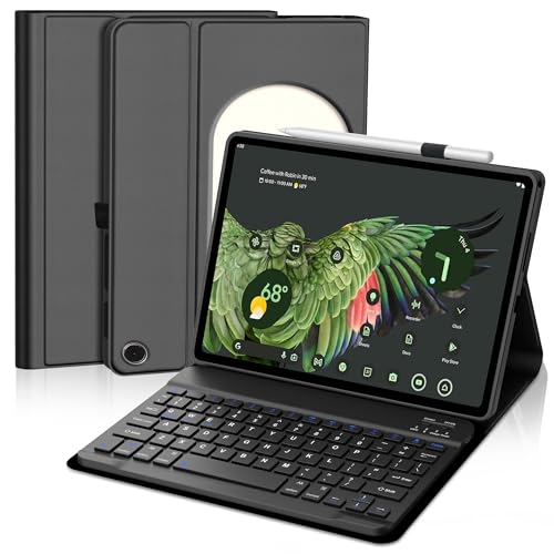 Pixel Tablet 11 Inch Case with Keyboard, Smart Keyboard Cover for Google Pixel Tablet 2024/2023 Release, Detachable Wireless Keypad, Protective Case Folio with Stylus Pen Holder & Speaker Dock, Black