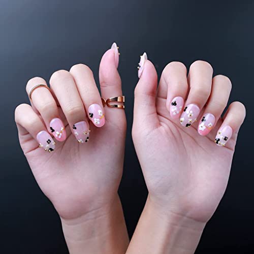 UPHUNAL Handmade Short Fake Nails, Artificial False Nails, Easy To Apply And Remove, Cool Full Cover Acrylic Nails Set