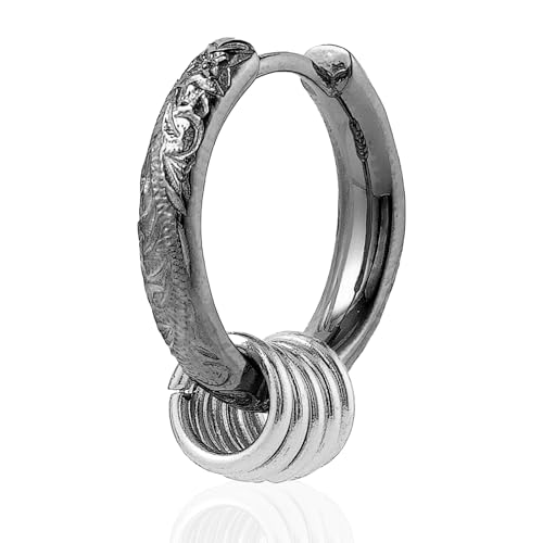 【Cisst Liber】ピアス メンズ 片耳 ハワイアンジュエリー 金属アレルギー対応 アレルギー対応 つけっぱなし 錆びない サージカルステンレス ステンレス リングピアス フープピアス フープ リング付き ギフト プレゼント ブラック 黒色 黒 シル