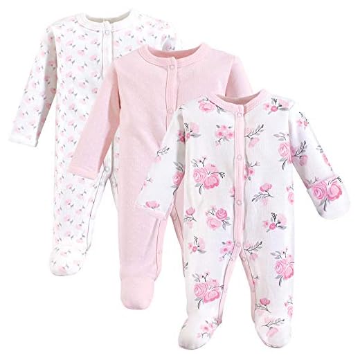 Hudson Baby Unisex Baby Cotton Sleep and Play Basic Pink Floral, Preemie