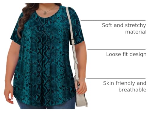 Image of Tencede Womens Plus Size Tops Tunic Short Sleeve Crew Neck Shirts Casual Soft Blouse 1X-5X