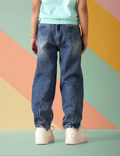 Image of Amazon Brand - Symbol Girl's Cotton Barrel Jeans