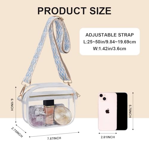 Image of Fibrdoo Clear Bag Stadium Approved, Leather Clear Crossbody Purse Bag for Concerts Sports Events Festivals