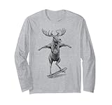 skater skateboarder alce divertente animale alce skateboard maglia a manica