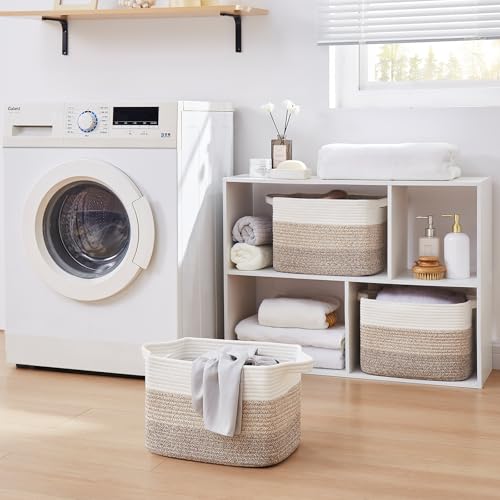 Image of OIAHOMY 30L Storage Basket Large Blanket Basket Living Room Yellow 3-Pack