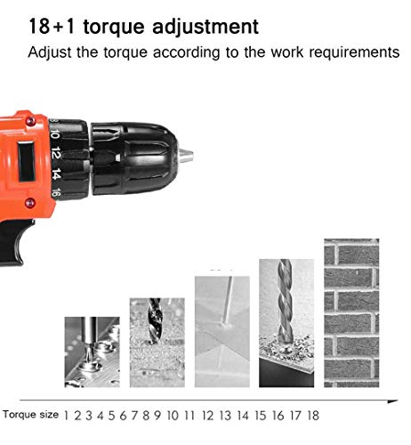 Samnuerly 25V Akku-Bohrschrauber, Schlagbohrschrauber Akku-Bohrschrauber-Set, LED-Licht (, Drehmoment: 28 Nm, 18 + 1 Drehmomentstufen, 27-teiliges Zubehörset) – Bild 3