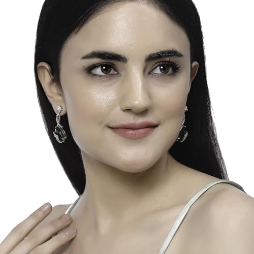 Rhodium-Plated American Diamond Drop Earrings