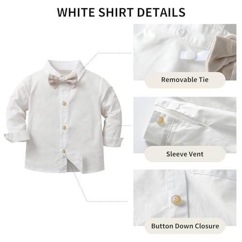 Boys Suit 4 Piece Plaid Vest Shirt Elastic Waist Pants Set with Bowtie 1-8Y3