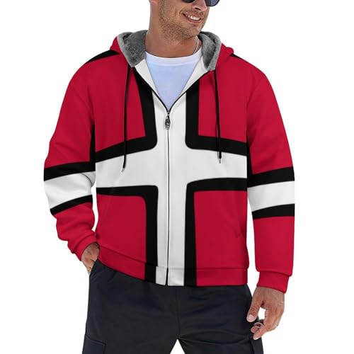 Sweat à capuche zippé homme avec imprimé drapeau Danemark et doublure polaire