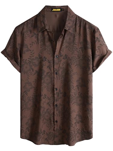 Image of JOTOOK Mens Hawaiian Shirt Short Sleeve Button Down Tropical Shirts Casual Floral Summer Beach Shirt